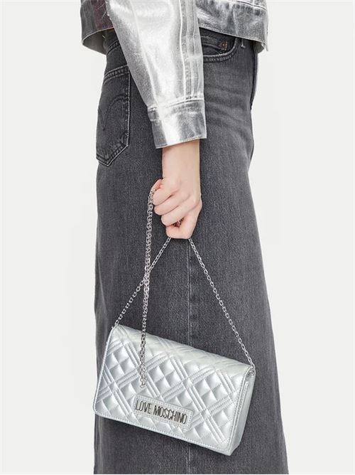 BORSA QUILTED PU METALLIC SILVER LOVE MOSCHINO | JC4079PP1MLA1/96B